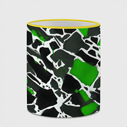 Кружка 3D Кляксы чёрные и зелёные, цвет: 3D-желтый кант — фото 2
