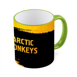 Кружка 3D Arctic Monkeys - gold gradient по-горизонтали, цвет: 3D-светло-зеленый кант