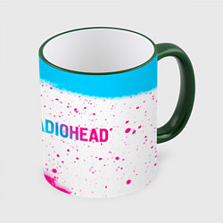 Кружка цветная Radiohead neon gradient style по-горизонтали