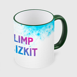 Кружка 3D Limp Bizkit neon gradient style по-горизонтали, цвет: 3D-зеленый кант