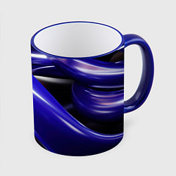 Кружка 3D Blue black abstract, цвет: 3D-синий кант