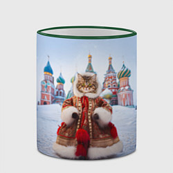 Кружка 3D Новогодняя кошечка в пальто, цвет: 3D-зеленый кант — фото 2