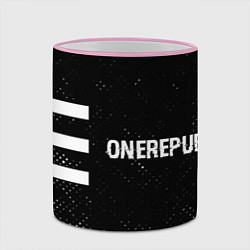 Кружка 3D OneRepublic glitch на темном фоне по-горизонтали, цвет: 3D-розовый кант — фото 2