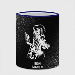 Кружка 3D Iron Maiden glitch на темном фоне, цвет: 3D-синий кант — фото 2