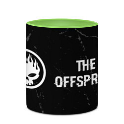 Кружка 3D The Offspring glitch на темном фоне по-горизонтали, цвет: 3D-белый + светло-зеленый — фото 2