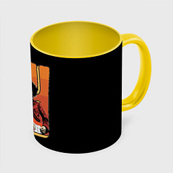 Кружка 3D Джими Хендрикс темный, цвет: 3D-белый + желтый