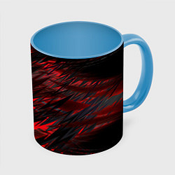 Кружка 3D Черно красные текстуры, цвет: 3D-белый + небесно-голубой
