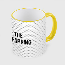 Кружка 3D The Offspring glitch на светлом фоне по-горизонтал, цвет: 3D-желтый кант