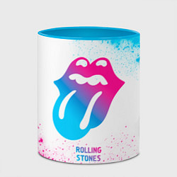 Кружка 3D Rolling Stones neon gradient style, цвет: 3D-белый + небесно-голубой — фото 2