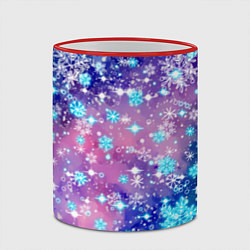 Кружка 3D Снежинки - морозный паттерн, цвет: 3D-красный кант — фото 2