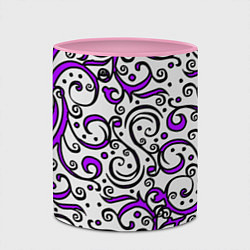 Кружка 3D Фиолетовые кружевные узоры, цвет: 3D-белый + розовый — фото 2
