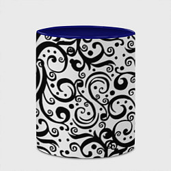 Кружка 3D Чёрный кружевной узор, цвет: 3D-белый + синий — фото 2