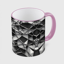 Кружка 3D Чёрно-белая сетка, цвет: 3D-розовый кант