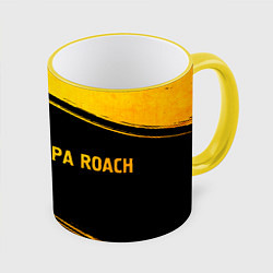 Кружка 3D Papa Roach - gold gradient по-горизонтали, цвет: 3D-желтый кант