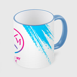 Кружка 3D Bullet For My Valentine neon gradient style, цвет: 3D-небесно-голубой кант