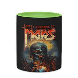 Кружка 3D Thirty seconds to mars skull, цвет: 3D-белый + светло-зеленый — фото 2