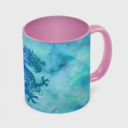 Кружка цветная Бирюзовый дракон узор