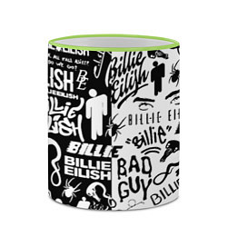 Кружка 3D Billie Eilish чернобелые битва лого, цвет: 3D-светло-зеленый кант — фото 2