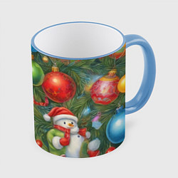 Кружка цветная Новогодний принт на елке