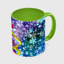 Кружка 3D Новогодняя Сейлор Мун, цвет: 3D-белый + светло-зеленый