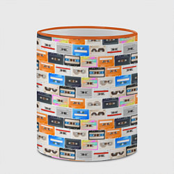 Кружка 3D Ретро магнитофонные кассеты, цвет: 3D-оранжевый кант — фото 2