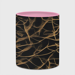 Кружка 3D Абстракция черное золото, цвет: 3D-белый + розовый — фото 2