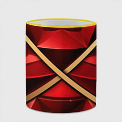Кружка 3D Золотые ленты на красном фоне, цвет: 3D-желтый кант — фото 2