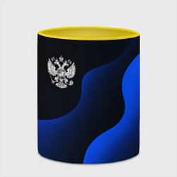 Кружка 3D Герб РФ - глубокий синий, цвет: 3D-белый + желтый — фото 2