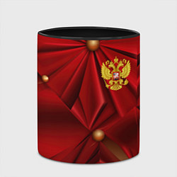 Кружка 3D Золотой герб России на красной абстракции, цвет: 3D-белый + черный — фото 2