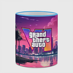 Кружка 3D GTA 6 nigh city, цвет: 3D-небесно-голубой кант — фото 2