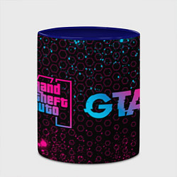 Кружка 3D GTA6 - neon gradient по-горизонтали, цвет: 3D-белый + синий — фото 2