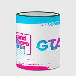 Кружка 3D GTA6 neon gradient style по-горизонтали, цвет: 3D-зеленый кант — фото 2