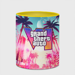 Кружка 3D Gta 6 logo vice city style, цвет: 3D-белый + желтый — фото 2
