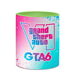 Кружка 3D GTA6 neon gradient style, цвет: 3D-белый + светло-зеленый — фото 2