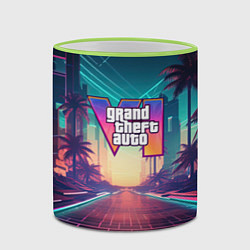 Кружка 3D GTA 6 night city logo, цвет: 3D-светло-зеленый кант — фото 2