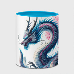 Кружка 3D Японский акварельный дракон - ирезуми, цвет: 3D-белый + небесно-голубой — фото 2