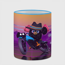 Кружка 3D Чёрный Гусь на мотоцикле Чикен Ган, цвет: 3D-небесно-голубой кант — фото 2