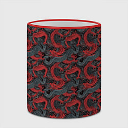 Кружка 3D Красные драконы на сером фоне, цвет: 3D-красный кант — фото 2