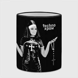 Кружка 3D Techno храм монашка секси в латексе, цвет: 3D-черный кант — фото 2
