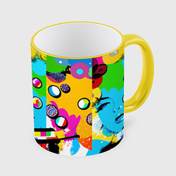 Кружка цветная Girls face - pop art