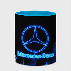 Кружка 3D Mercedes-benz blue neon, цвет: 3D-белый + небесно-голубой — фото 2