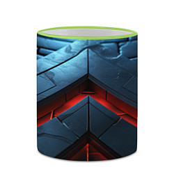 Кружка 3D Объемная плитка с красным свечением, цвет: 3D-светло-зеленый кант — фото 2