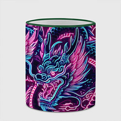 Кружка 3D Neon Japanese dragon - irezumi, цвет: 3D-зеленый кант — фото 2