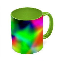 Кружка 3D Психоделический неоновый градиент, цвет: 3D-белый + светло-зеленый