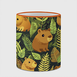 Кружка 3D Капибары - лесной маскировочный камуфляж, цвет: 3D-оранжевый кант — фото 2