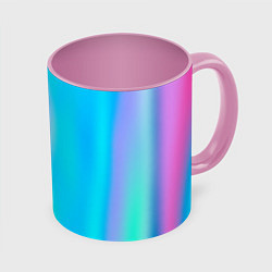 Кружка 3D Неоновые голографические линии, цвет: 3D-белый + розовый