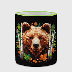 Кружка 3D Медвежья полигональная голова, цвет: 3D-светло-зеленый кант — фото 2