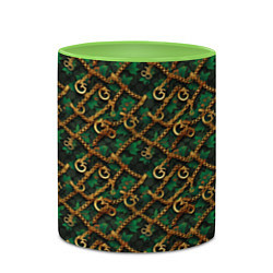 Кружка 3D Золотая цепочка на зеленой ткани, цвет: 3D-белый + светло-зеленый — фото 2