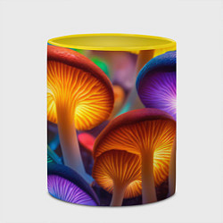 Кружка 3D Неоновые светящиеся грибы, цвет: 3D-белый + желтый — фото 2