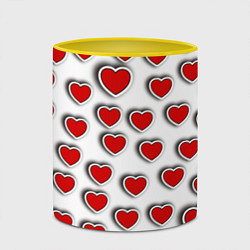 Кружка 3D Стикеры наклейки сердечки объемные, цвет: 3D-белый + желтый — фото 2